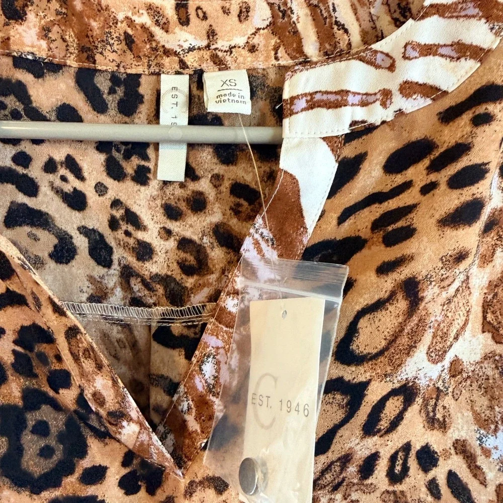 NEW J/M Sportswear Fits Medium Fall Colors‎ Animal Print Tunic Top Brown Tan